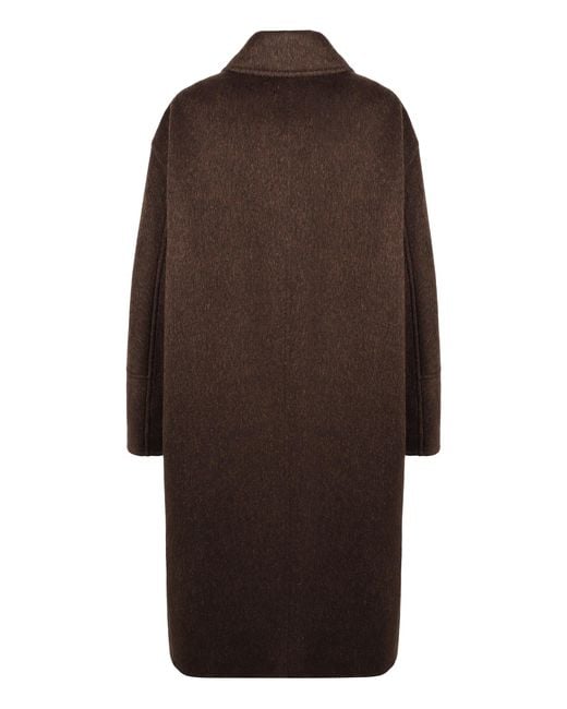 Max Mara Brown Cocoon Coat Made Of Wool And Mohair