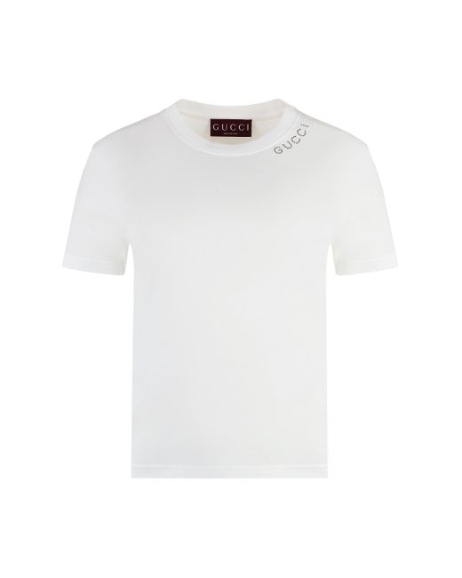 T-shirt girocollo in cotone di Gucci in White