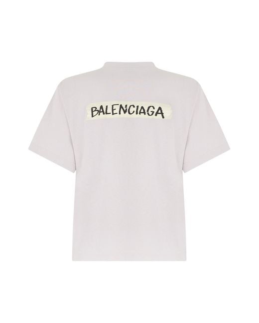 Balenciaga White Cotton T-Shirt With Logo