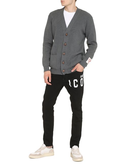 Golden Goose Deluxe Brand Gray Melange Cotton Cardigan for men