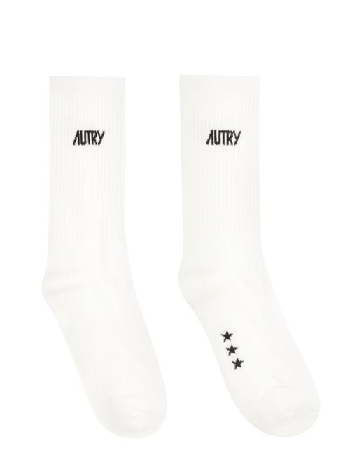 Calzini in misto cotone con logo di Autry in White