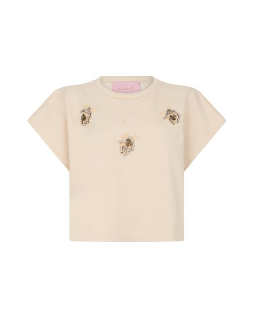 Kristina Ti Natural Shirt With Jewelry Embroidery