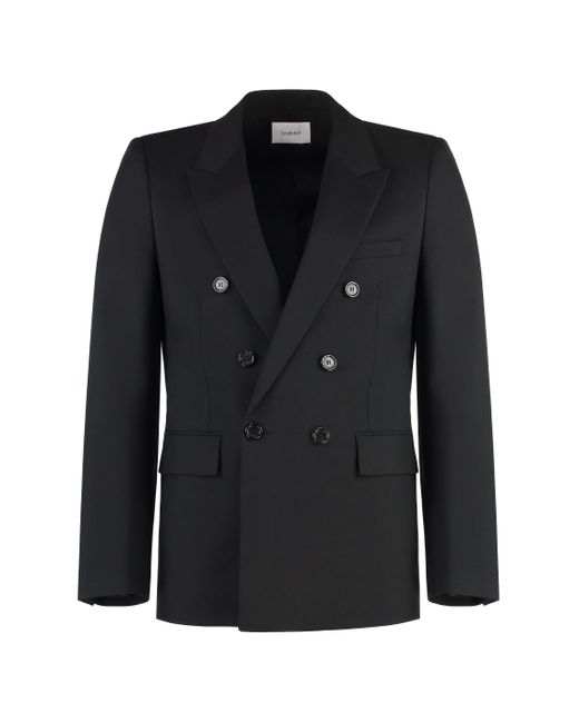 Saint Laurent Black Double-Breasted Gabardine Jacket for men