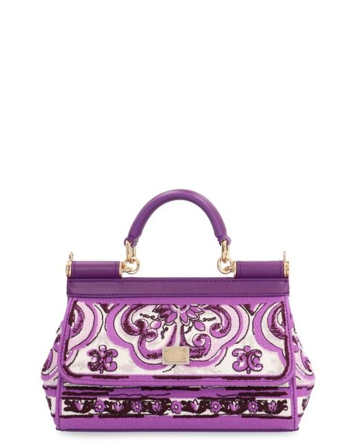 Dolce & Gabbana Purple Small Sicily Leather Handbag