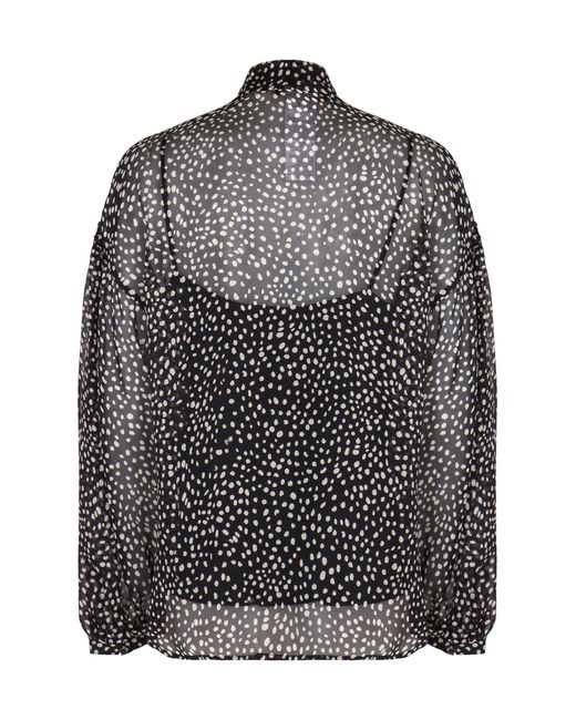 Max Mara Black Silk Blouse With Polka Dots