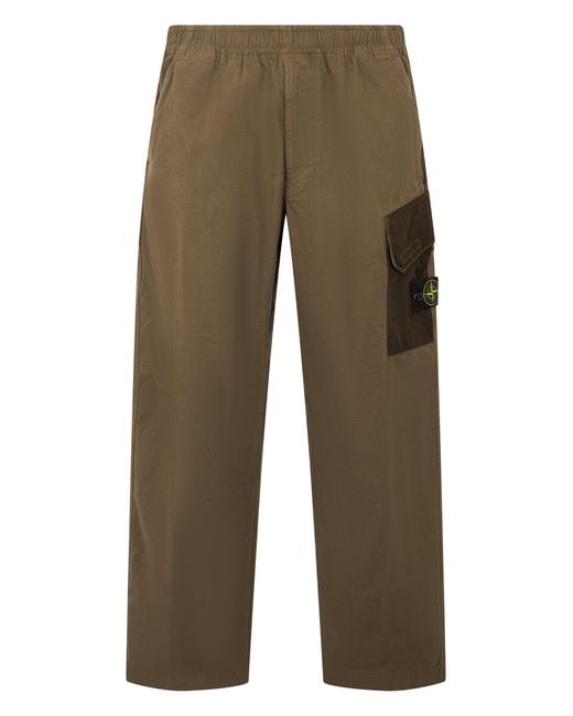 Stone Island Green Pants With Pockets for men