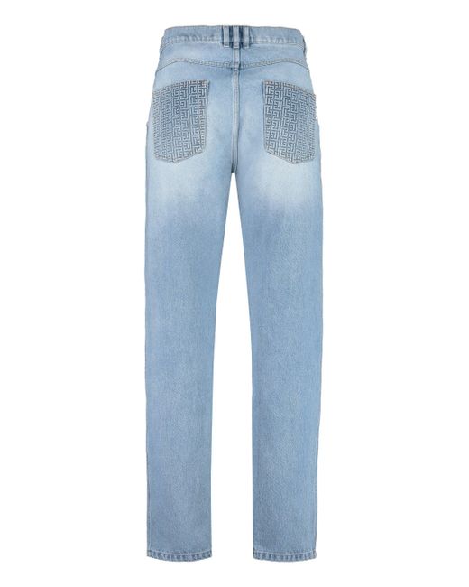 Balmain Blue 5-pocket Straight-leg Jeans for men