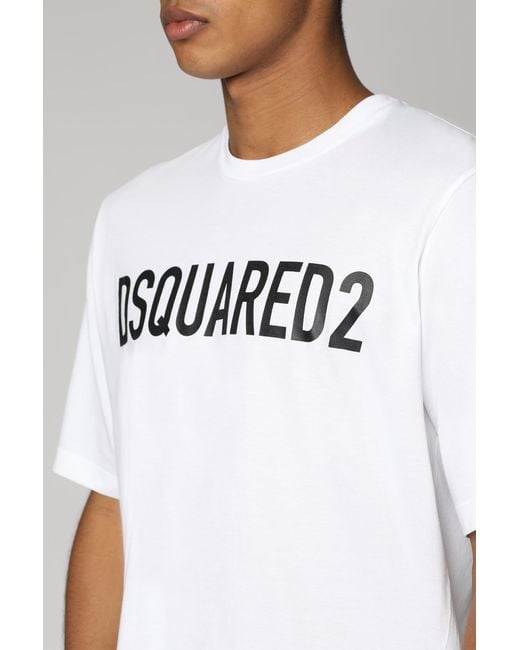 DSquared² White Logo Cotton T-Shirt for men