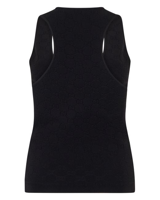 Gucci Black Jacquard Scoop Neck Top