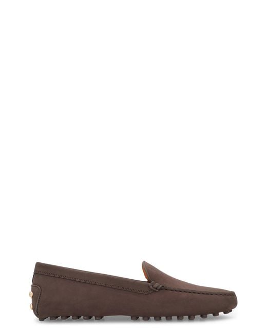 Tod's Brown Moccasin Rubber In Nubuck