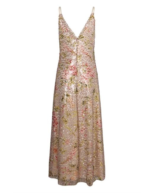 Alberta Ferretti Natural Dress With Sequins