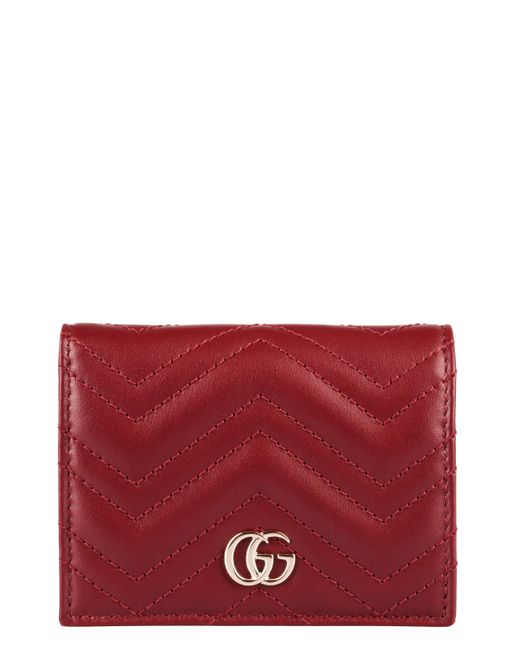 Gucci Red Gg Marmont Leather Wallet