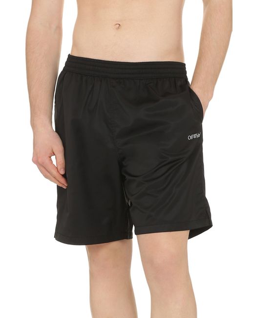 Shorts da mare in nylon di Off-White c/o Virgil Abloh in Black da Uomo