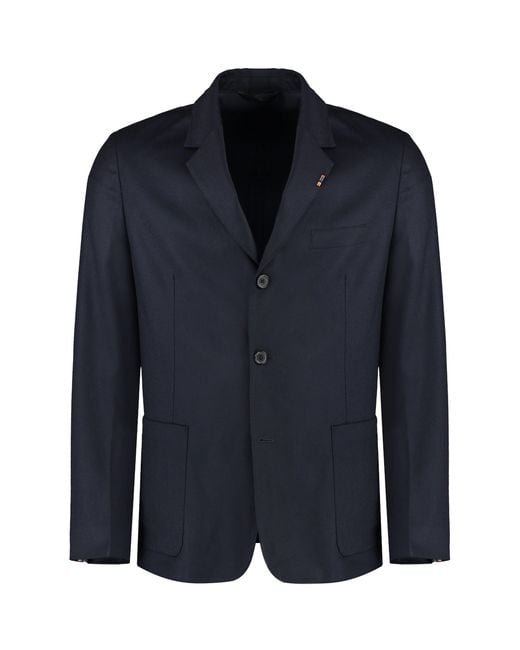 Paul Smith Blue Wool-Cashmere Blend Two-Button Blazer For for men