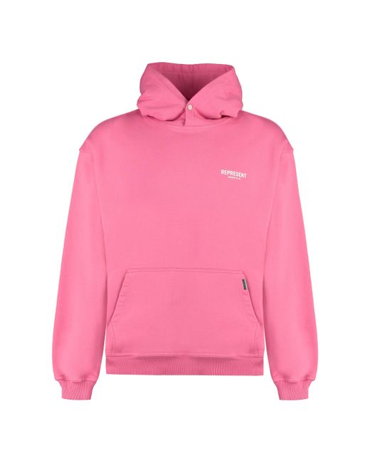 Represent Pink Logo Cotton Hoodie for men