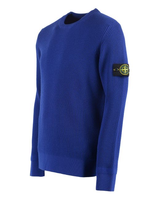 Stone Island Blue Virgin Wool Sweater for men