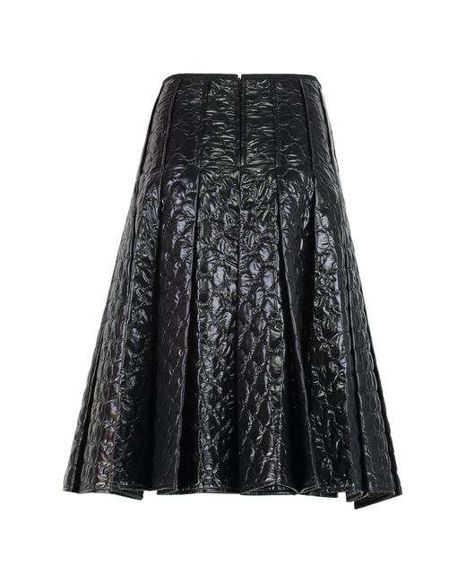 Moncler Black Gonna Midi Padded With Quilted Checkered Pattern