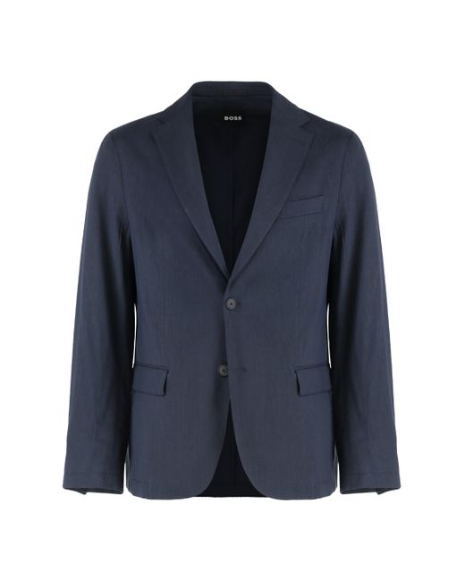Boss Blue Single-Breasted Two-Button Jacket for men
