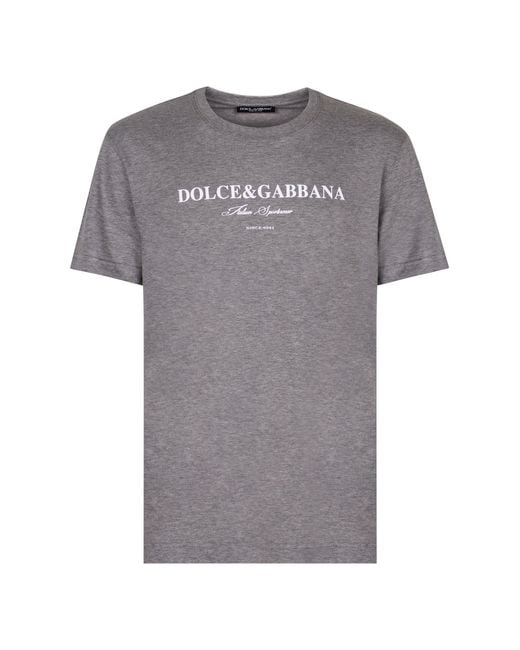 Dolce & Gabbana Gray Dolce & Gabbana Logo Cotton T-Shirt for men