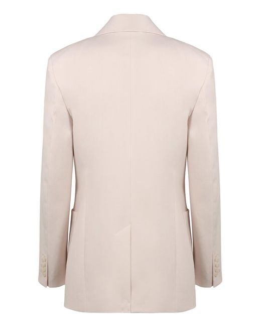 Victoria Beckham Natural Katherine Single-Breasted Jacket With Two Buttons