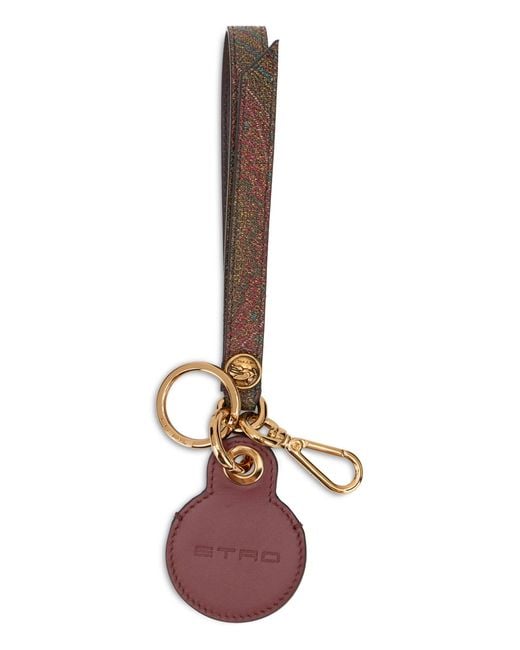 Etro Multicolor Paisley Mini Keychain With Golden Ring