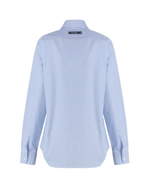Moschino Blue Striped Cotton Shirt