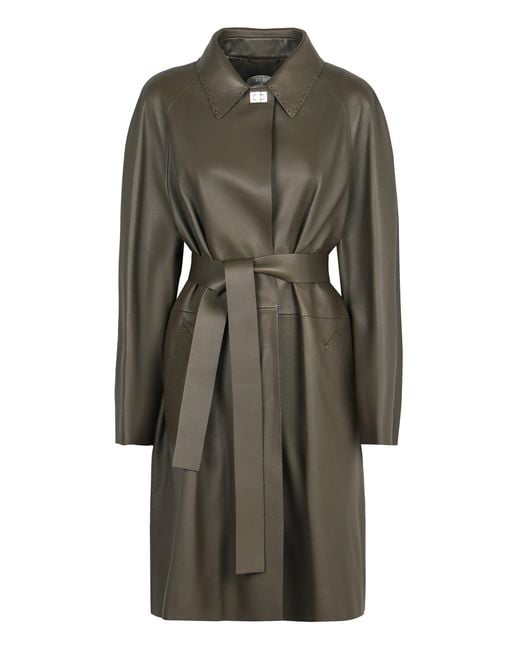 Fendi Gray Leather Jacket