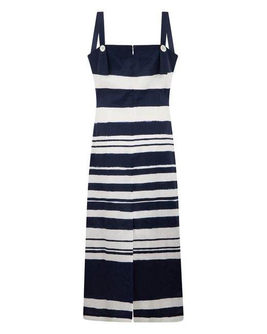 Veronica Beard Blue Striped Midi Dress