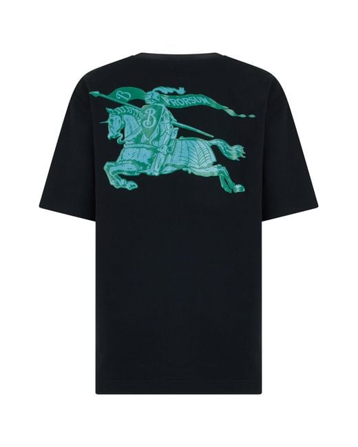 Burberry Black Cotton T-Shirt With Graphic Application for men
