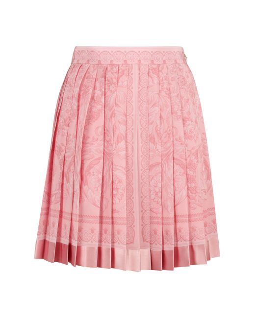 Versace Pink Printed Silk Skirt