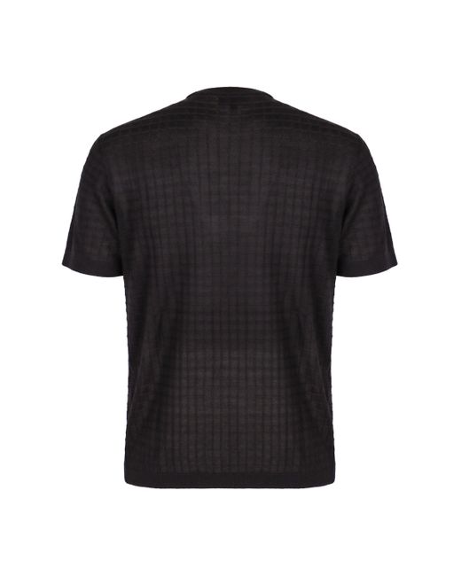 Emporio Armani Black Short Sleeve Sweater for men