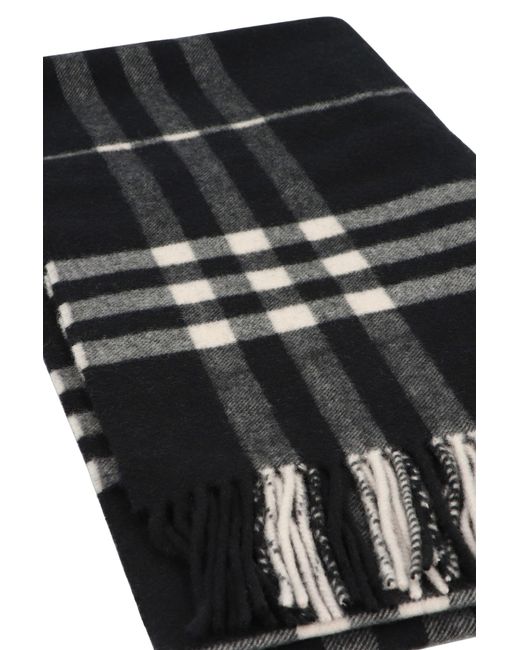 Burberry Black Wide Check Cashmere Scarf