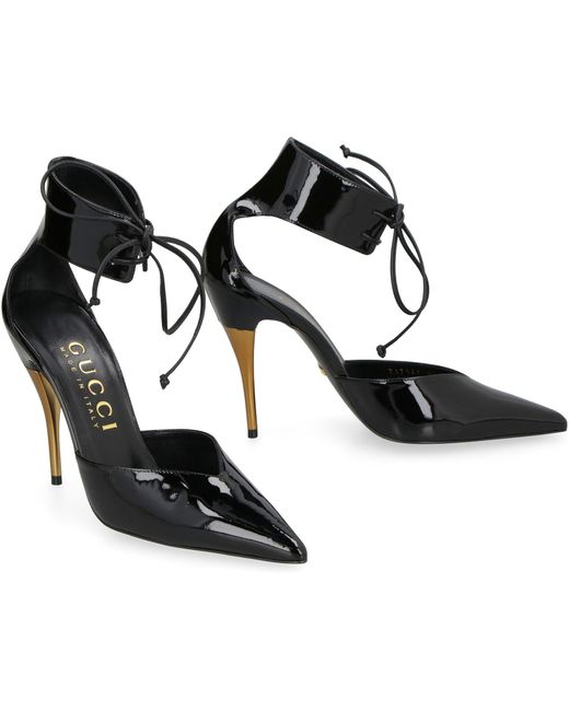Gucci Black Patent Leather Pointy-Toe Pumps