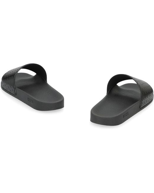 Boss Black Rubber Slides