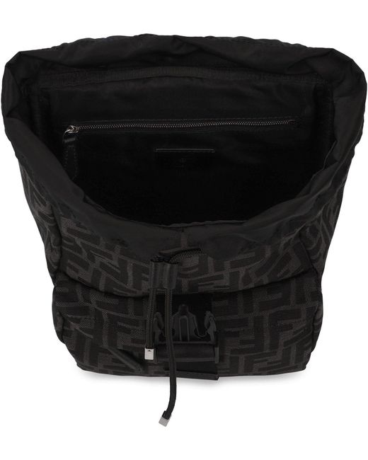 Fendi Black Ness Fabric Backpack for men