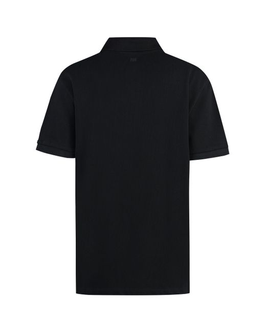 AMI Black Cotton Piqué Polo Shirt
