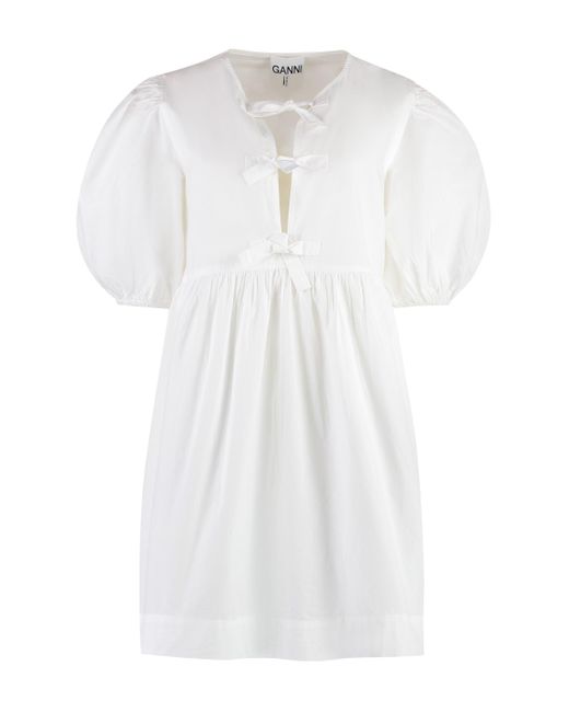 Ganni White Poplin Mini Dress