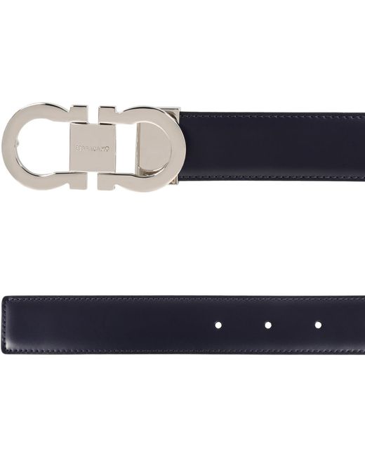 Ferragamo Black Reversible Leather Belt for men