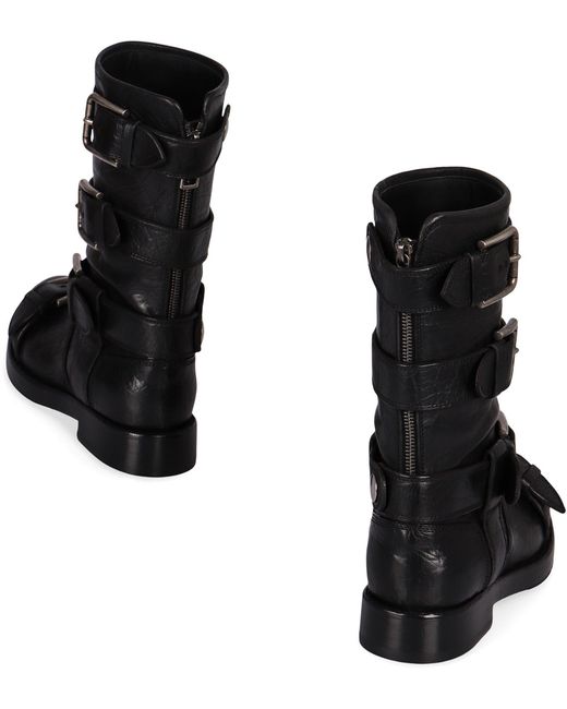 Dolce & Gabbana Black Leather Boots With Straps