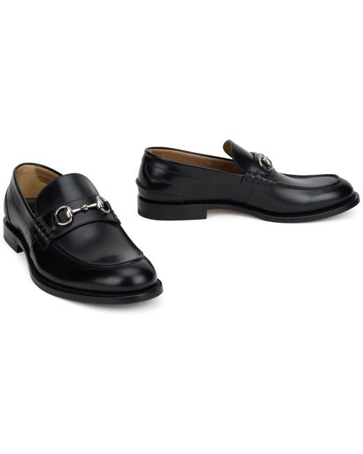 Gucci Black Leather Loafer With Clasp for men