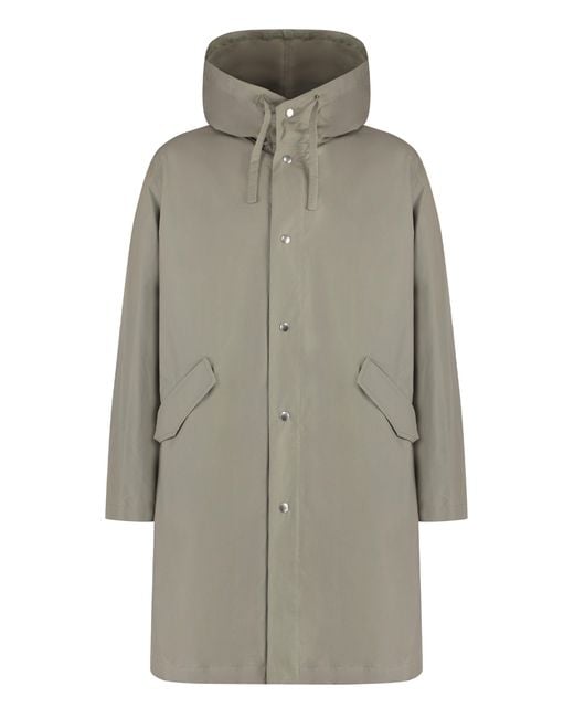 Jil Sander Gray Hooded Cotton Parka for men