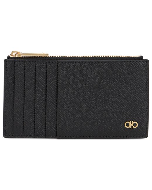 Ferragamo Gray Card Holder Gancini for men