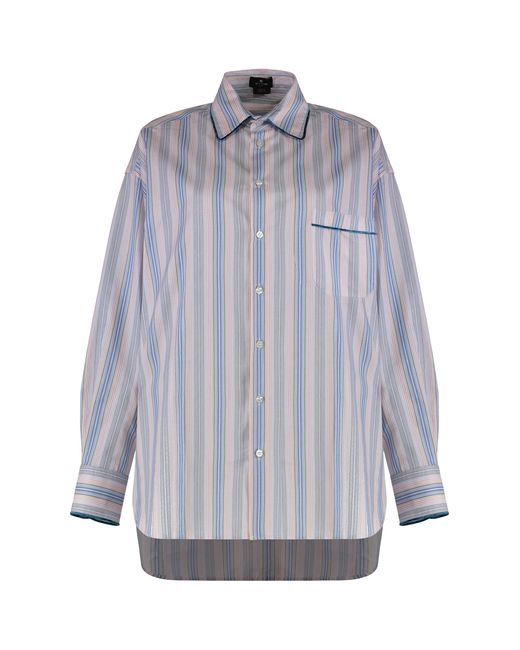 Etro Gray Striped Cotton Shirt