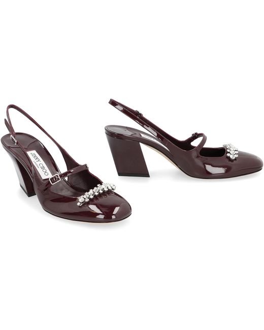 Jimmy Choo Brown Belinda Patent Leather Slingback Pumps