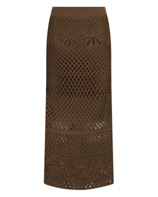 Pinko Brown Crispo Crochet Knit Skirt