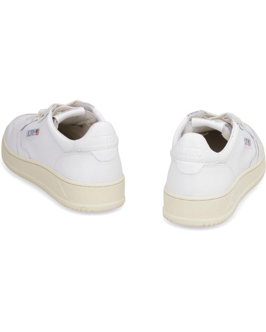 Autry White Medalist Leather Low-Top Sneakers for men