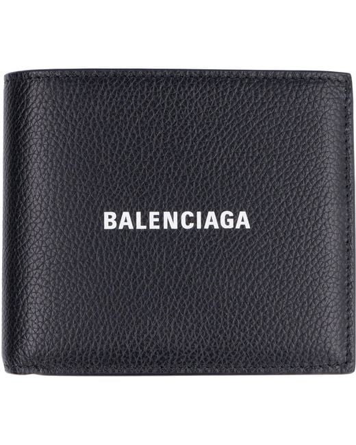 Balenciaga Black Logo Leather Wallet for men