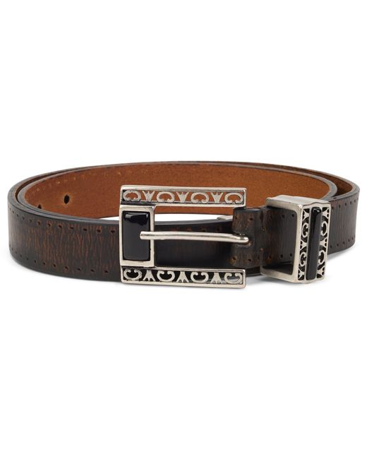 Golden Goose Deluxe Brand Brown Leather Belt With Decorated Buckle