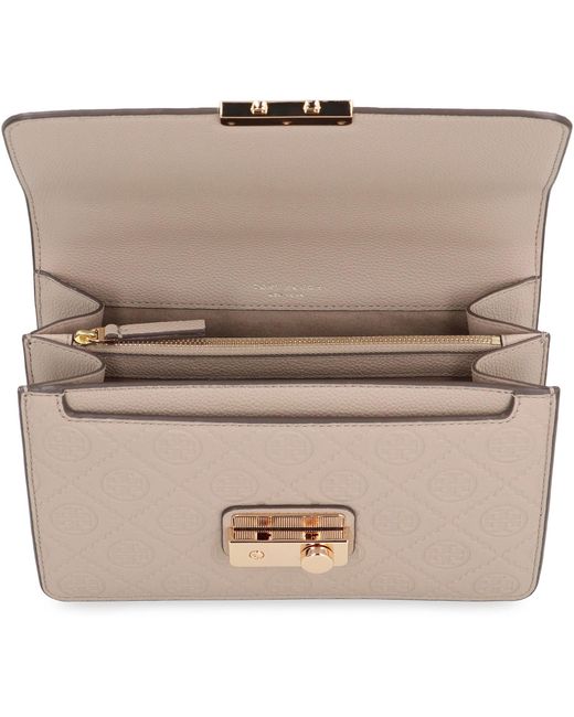 Borsa a spalla T Monogram in pelle di Tory Burch in Natural