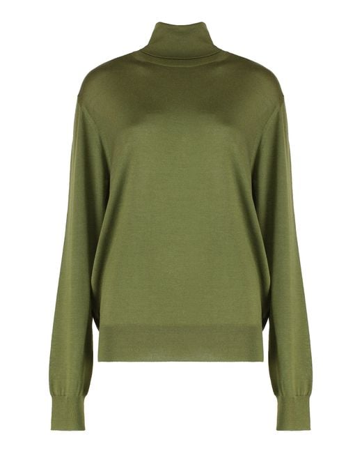 Saint Laurent Green Wool Blend Turtleneck Sweater